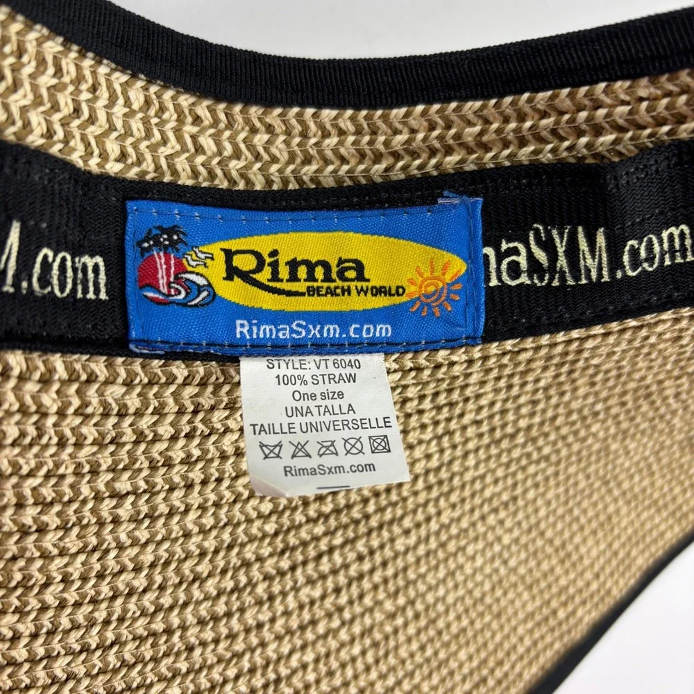 Rima Beach World Sun Visor Women OS Tan Wide Brim Straw VT 6040